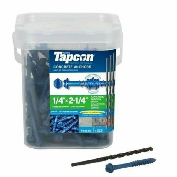 Tapcon 1/4-inch x 2-1/4-inch Climaseal Blue Slotted Hex Head Concrete Screw Anchors, 225PK 24525CH